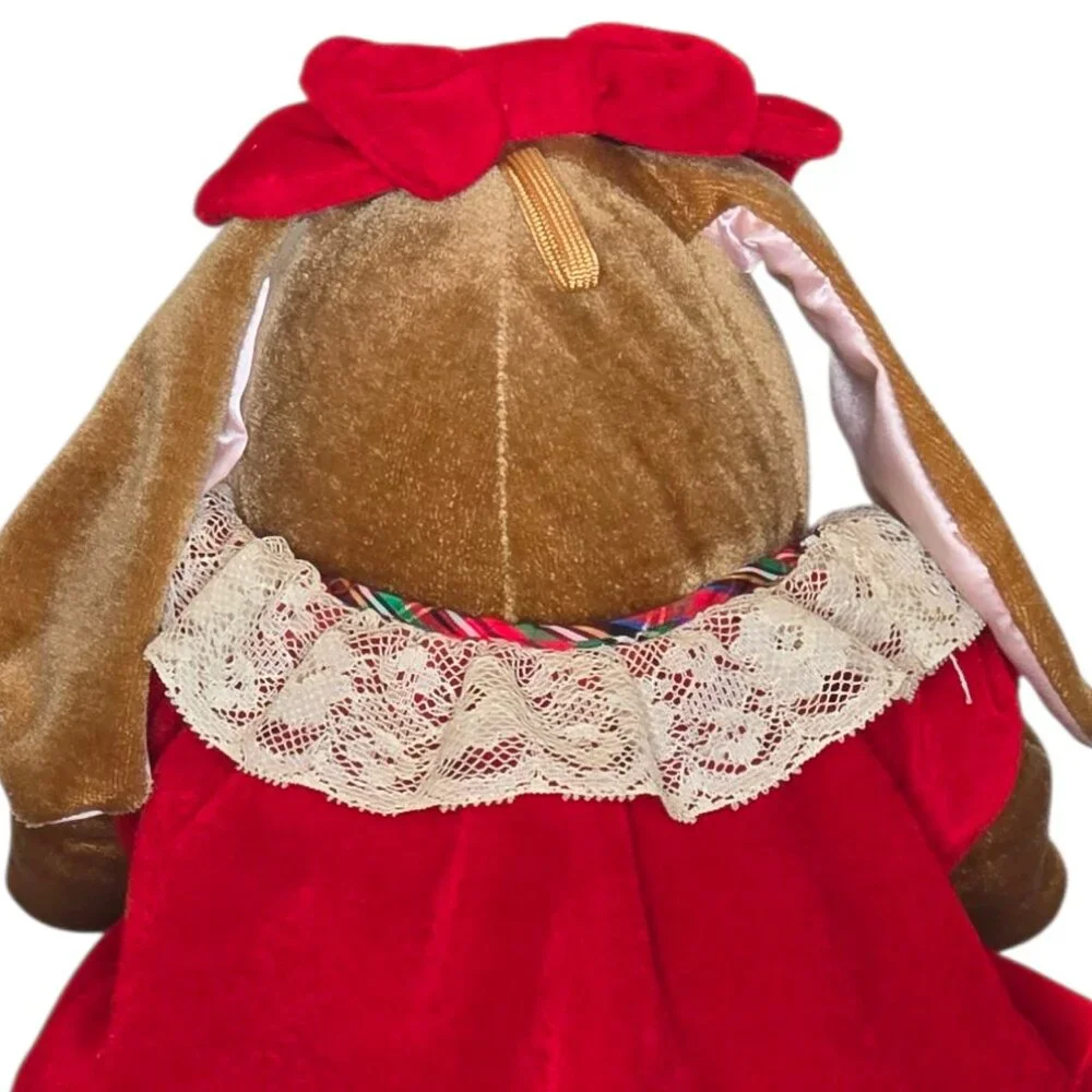 1985 Velveteen Rabbit Plush Bunny Toys R Us Stuffed Animal Red Dress Vintage
